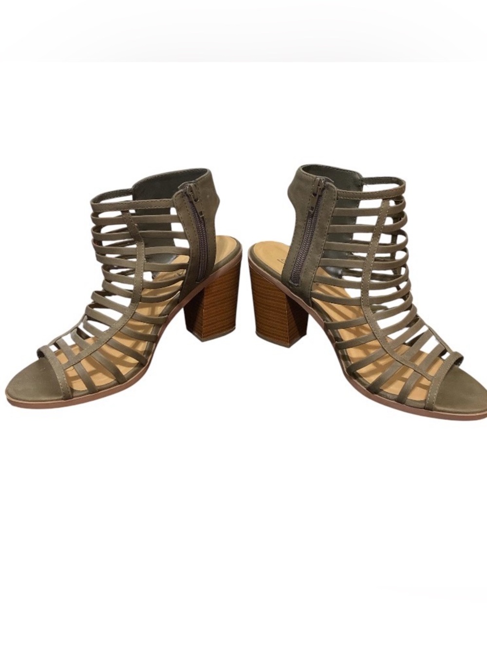 Corkys Olive Strappy Block Heel Sandals - Picture 3 of 8